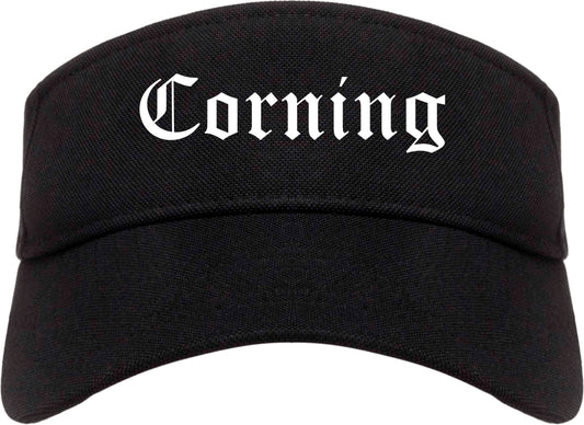 Corning California CA Old English Mens Visor Cap Hat Black