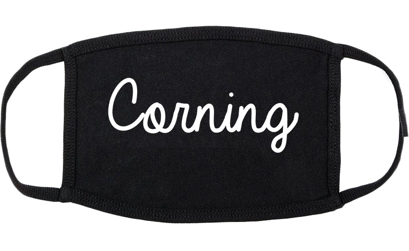 Corning New York NY Script Cotton Face Mask Black