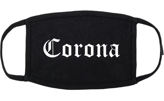 Corona California CA Old English Cotton Face Mask Black