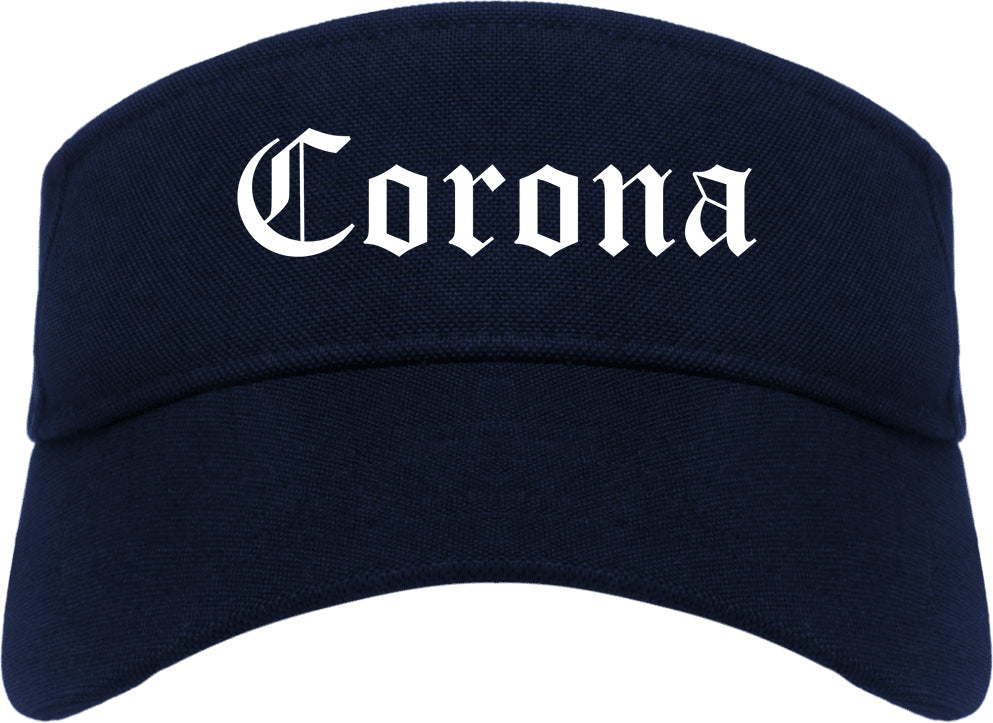 Corona California CA Old English Mens Visor Cap Hat Navy Blue