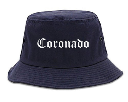 Coronado California CA Old English Mens Bucket Hat Navy Blue