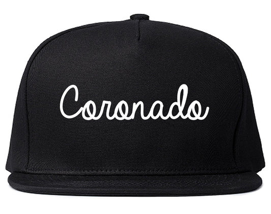 Coronado California CA Script Mens Snapback Hat Black