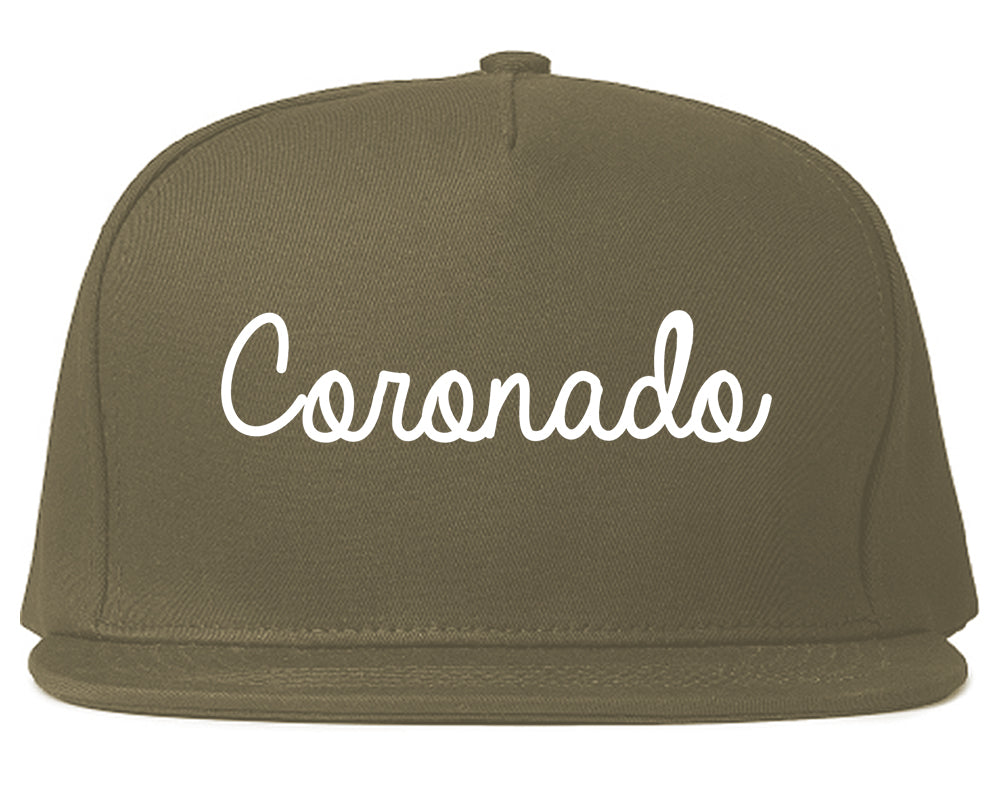 Coronado California CA Script Mens Snapback Hat Grey