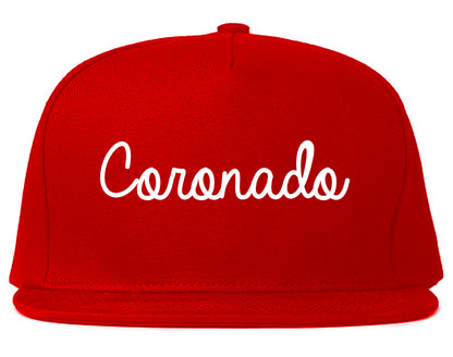 Coronado California CA Script Mens Snapback Hat Red