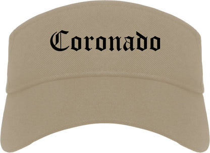 Coronado California CA Old English Mens Visor Cap Hat Khaki
