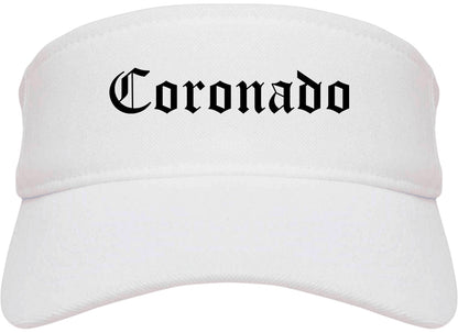 Coronado California CA Old English Mens Visor Cap Hat White