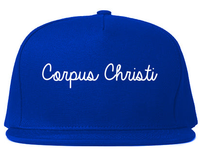 Corpus Christi Texas TX Script Mens Snapback Hat Royal Blue