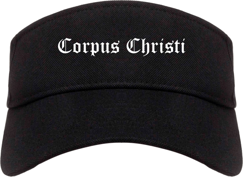 Corpus Christi Texas TX Old English Mens Visor Cap Hat Black