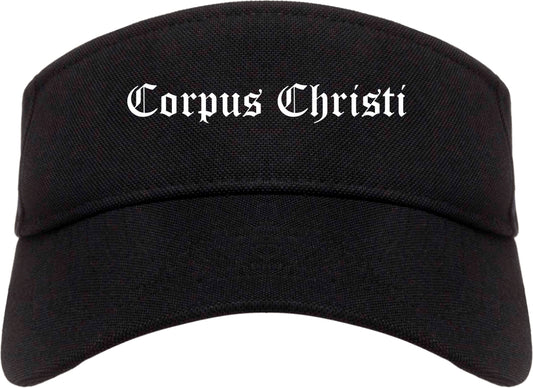 Corpus Christi Texas TX Old English Mens Visor Cap Hat Black