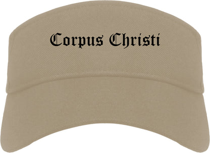 Corpus Christi Texas TX Old English Mens Visor Cap Hat Khaki