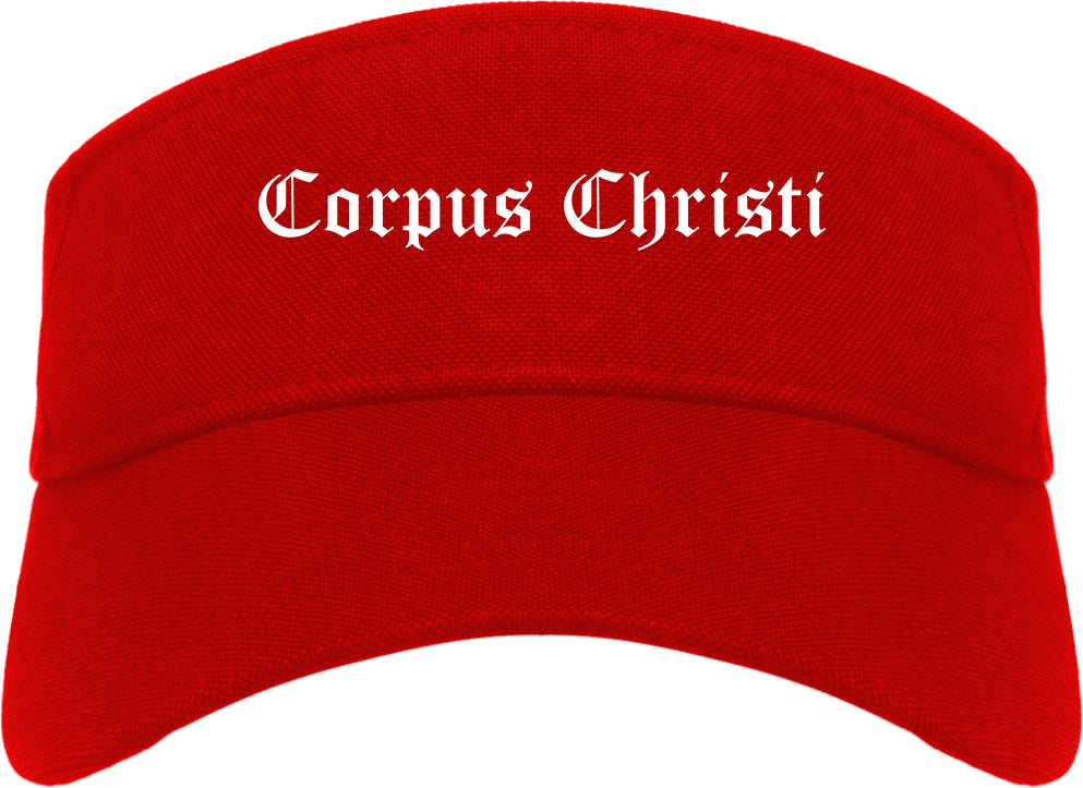 Corpus Christi Texas TX Old English Mens Visor Cap Hat Red