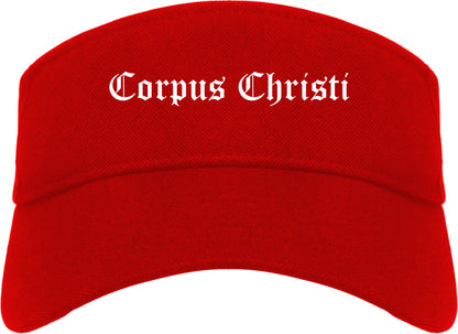 Corpus Christi Texas TX Old English Mens Visor Cap Hat Red