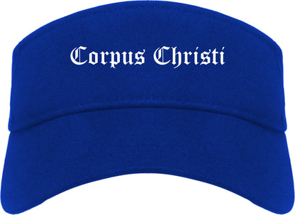 Corpus Christi Texas TX Old English Mens Visor Cap Hat Royal Blue