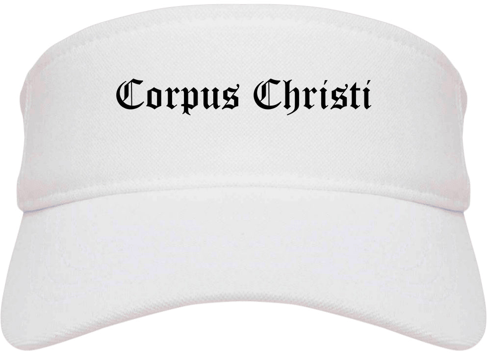 Corpus Christi Texas TX Old English Mens Visor Cap Hat White