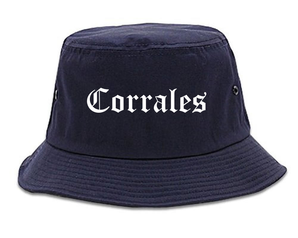 Corrales New Mexico NM Old English Mens Bucket Hat Navy Blue