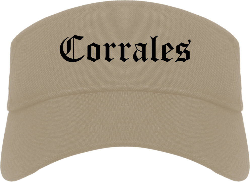 Corrales New Mexico NM Old English Mens Visor Cap Hat Khaki