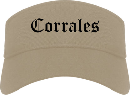 Corrales New Mexico NM Old English Mens Visor Cap Hat Khaki