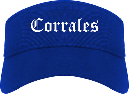 Corrales New Mexico NM Old English Mens Visor Cap Hat Royal Blue