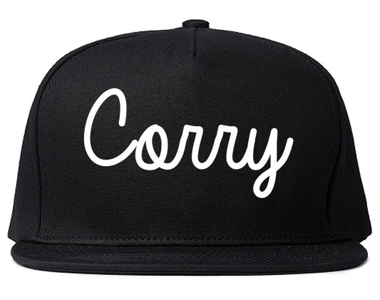 Corry Pennsylvania PA Script Mens Snapback Hat Black