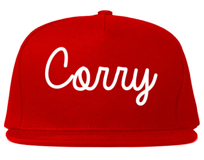 Corry Pennsylvania PA Script Mens Snapback Hat Red