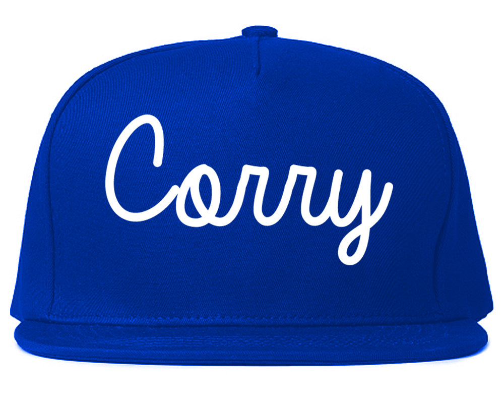 Corry Pennsylvania PA Script Mens Snapback Hat Royal Blue