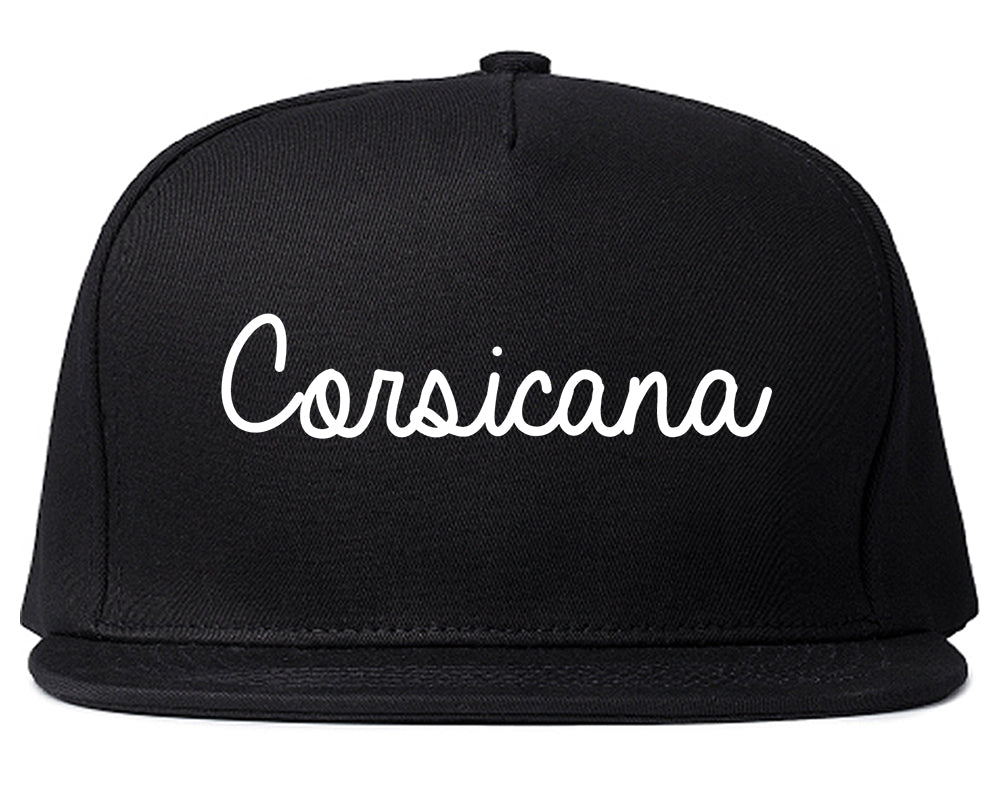 Corsicana Texas TX Script Mens Snapback Hat Black