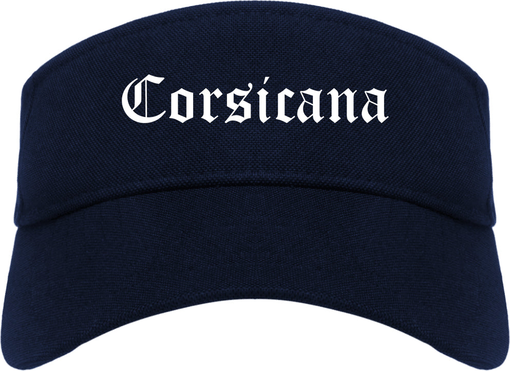 Corsicana Texas TX Old English Mens Visor Cap Hat Navy Blue