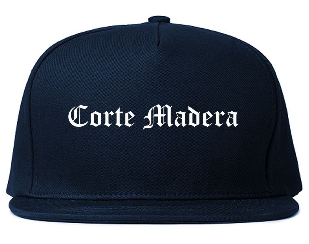 Corte Madera California CA Old English Mens Snapback Hat Navy Blue