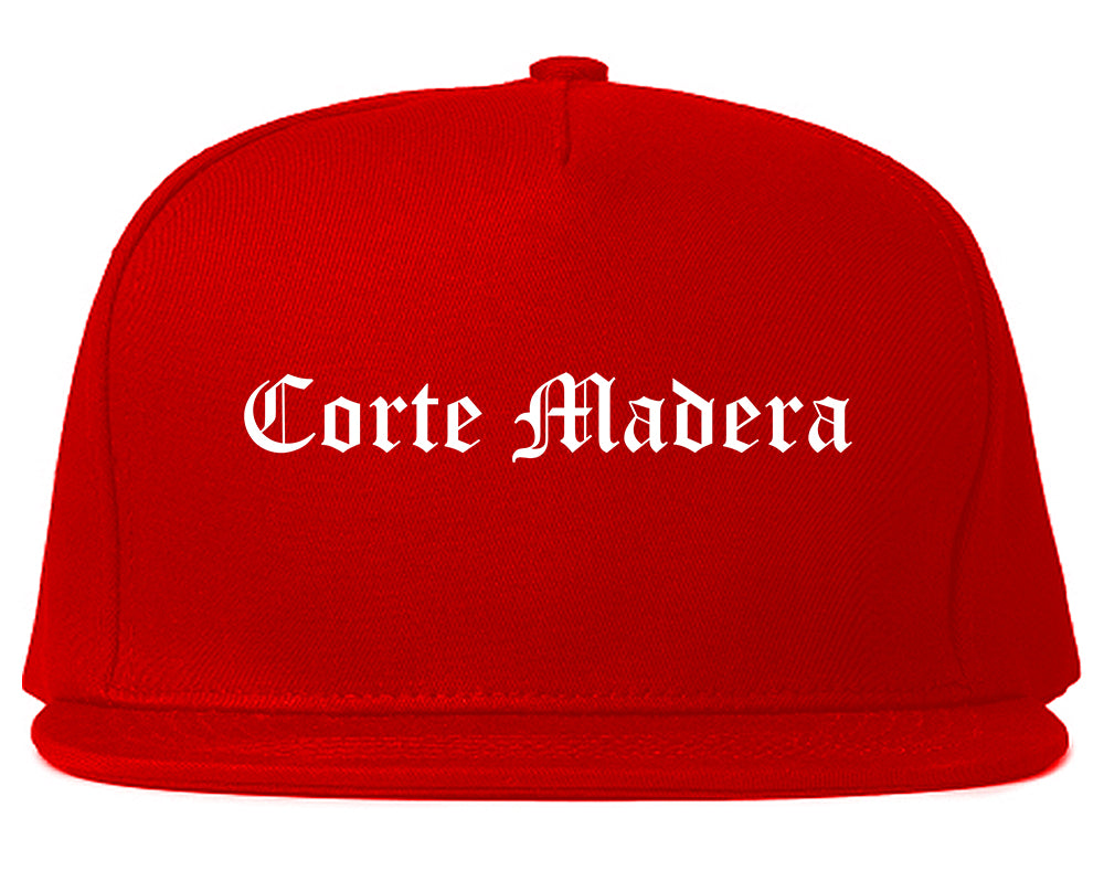Corte Madera California CA Old English Mens Snapback Hat Red