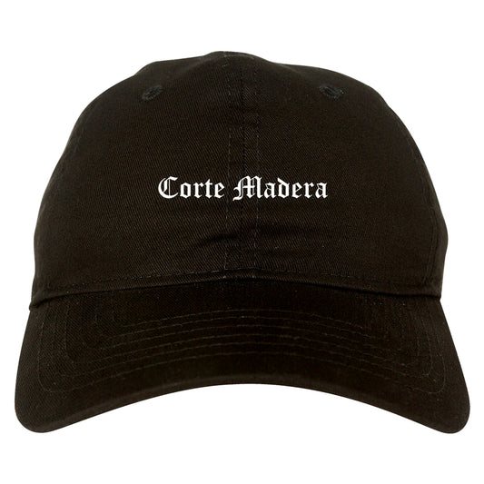 Corte Madera California CA Old English Mens Dad Hat Baseball Cap Black