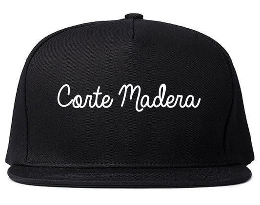 Corte Madera California CA Script Mens Snapback Hat Black