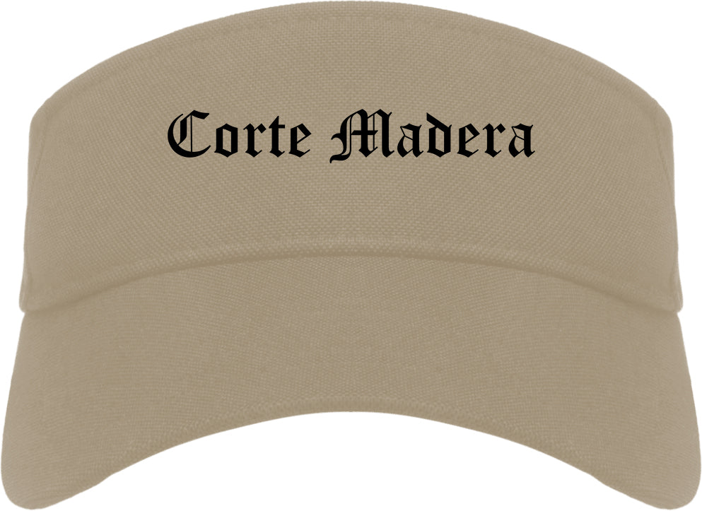 Corte Madera California CA Old English Mens Visor Cap Hat Khaki
