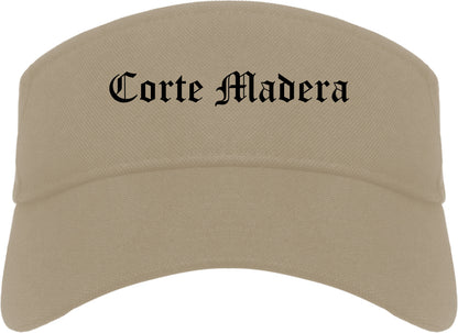 Corte Madera California CA Old English Mens Visor Cap Hat Khaki