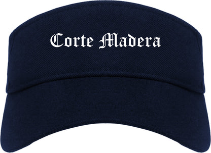 Corte Madera California CA Old English Mens Visor Cap Hat Navy Blue