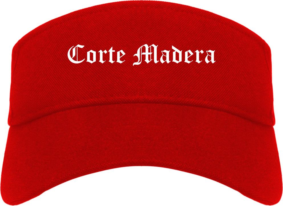 Corte Madera California CA Old English Mens Visor Cap Hat Red