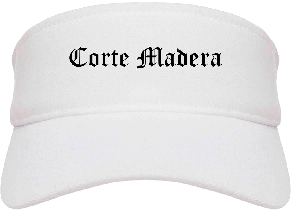 Corte Madera California CA Old English Mens Visor Cap Hat White