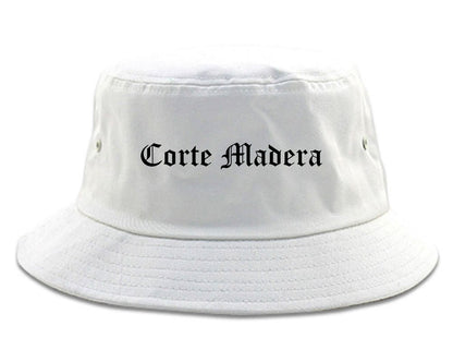 Corte Madera California CA Old English Mens Bucket Hat White