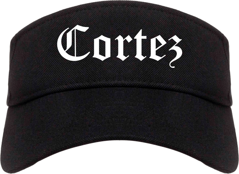 Cortez Colorado CO Old English Mens Visor Cap Hat Black