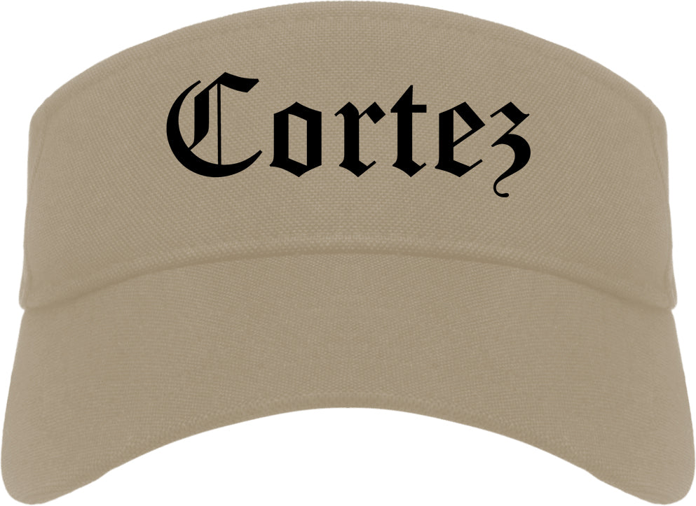 Cortez Colorado CO Old English Mens Visor Cap Hat Khaki
