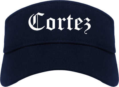 Cortez Colorado CO Old English Mens Visor Cap Hat Navy Blue