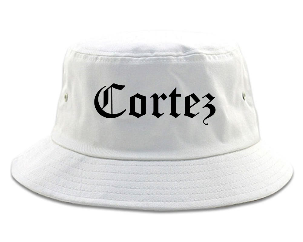 Cortez Colorado CO Old English Mens Bucket Hat White