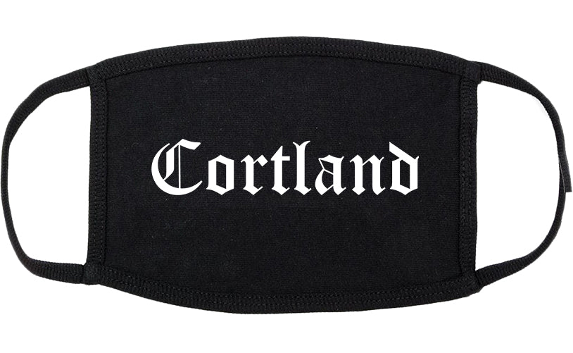 Cortland New York NY Old English Cotton Face Mask Black
