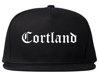Cortland New York NY Old English Mens Snapback Hat Black