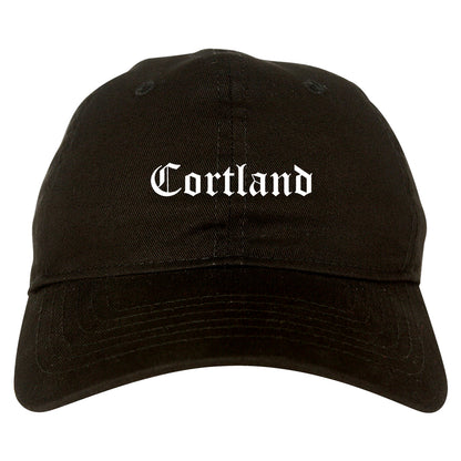 Cortland New York NY Old English Mens Dad Hat Baseball Cap Black