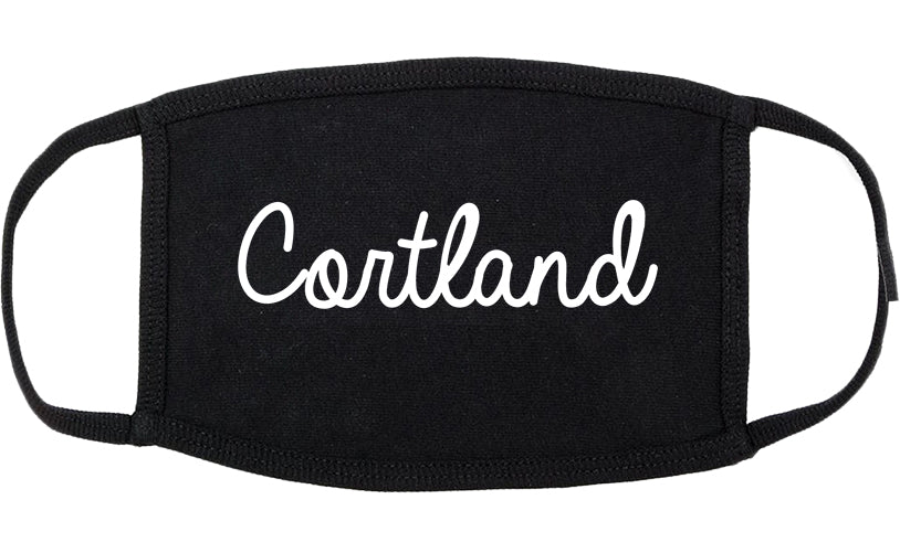 Cortland New York NY Script Cotton Face Mask Black