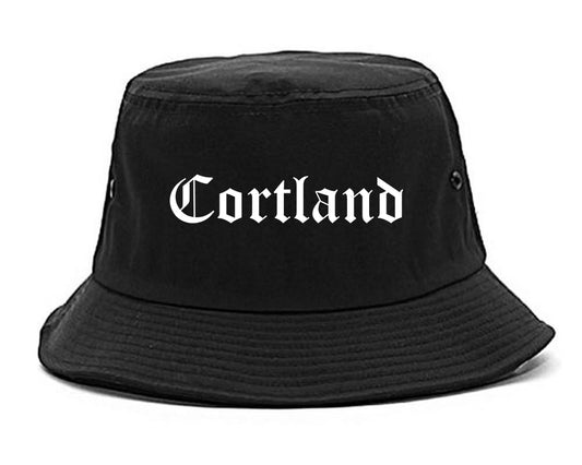 Cortland Ohio OH Old English Mens Bucket Hat Black