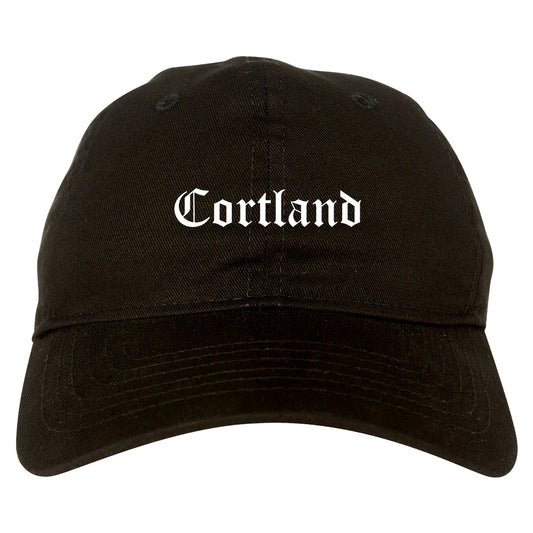 Cortland Ohio OH Old English Mens Dad Hat Baseball Cap Black