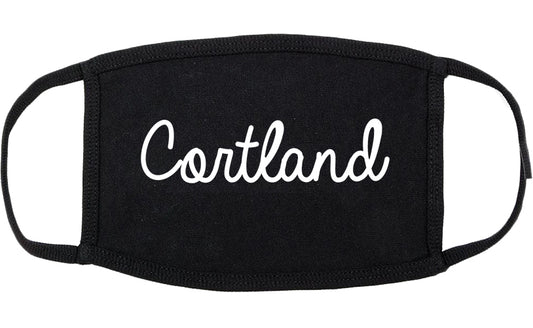 Cortland Ohio OH Script Cotton Face Mask Black