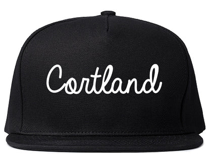 Cortland Ohio OH Script Mens Snapback Hat Black