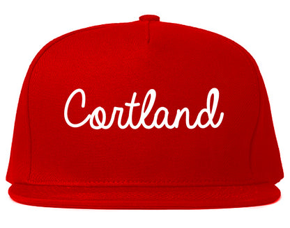 Cortland Ohio OH Script Mens Snapback Hat Red